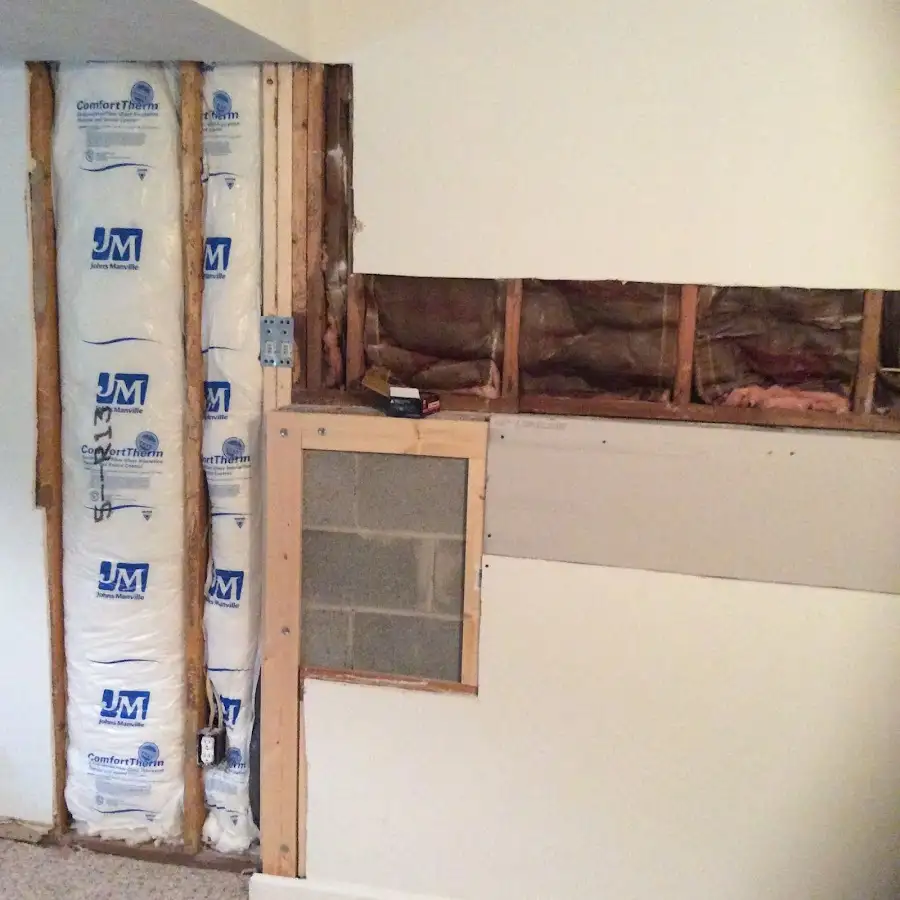 Wall insulation replacement during Basement Flood Cleanup in Southlake